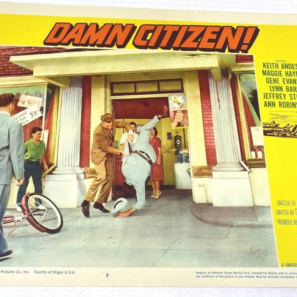 Damn‎ Citizen 1958 Lobby Cards Movie Posters Keith Andes Maggie Hayes Crime Noir - Picture 5 of 7